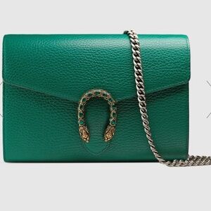 Gucci green wallet on a chain